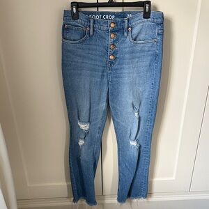 J.Crew Demi Boot Crop Kickout Raw Hem Jeans Distressed